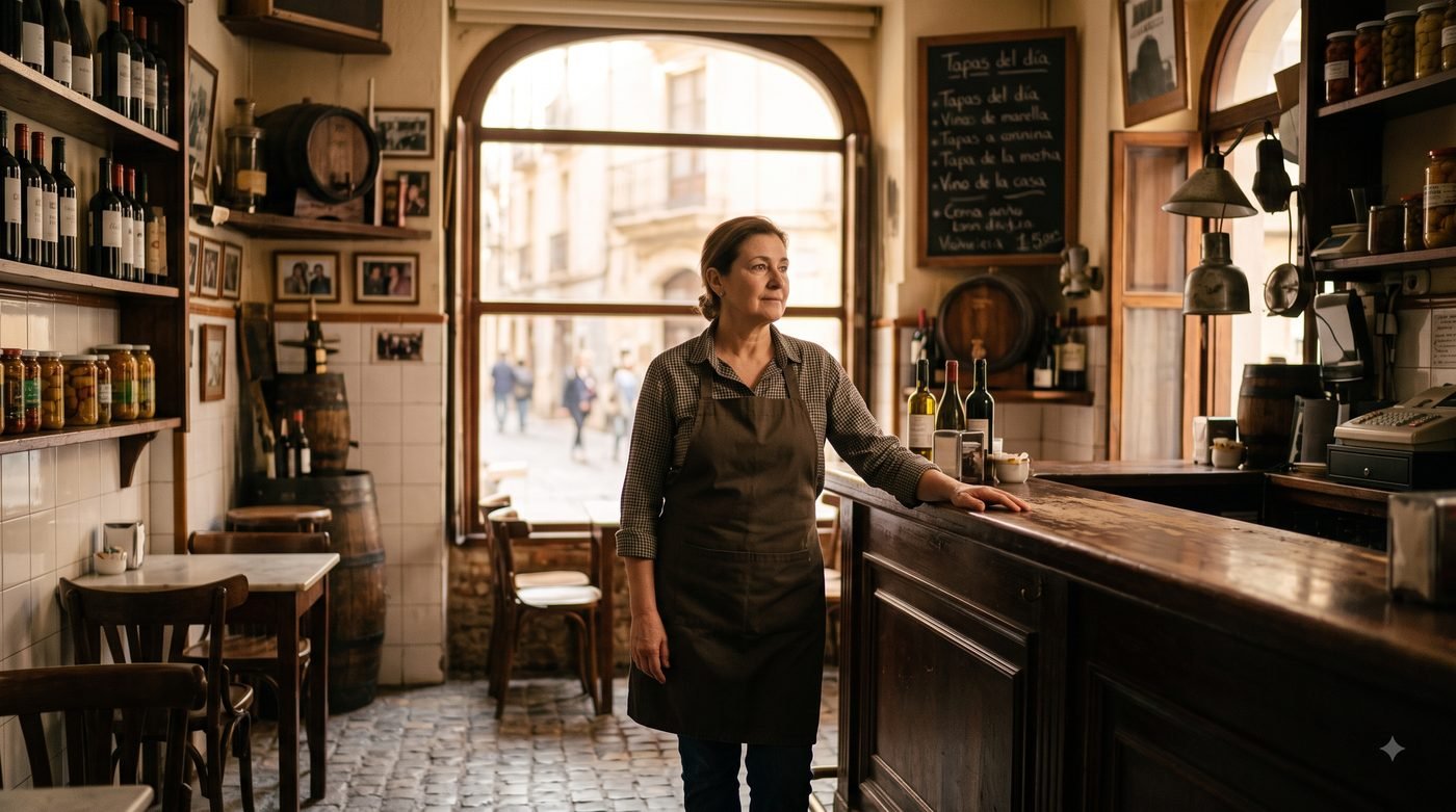 Dueña de un bar en su local