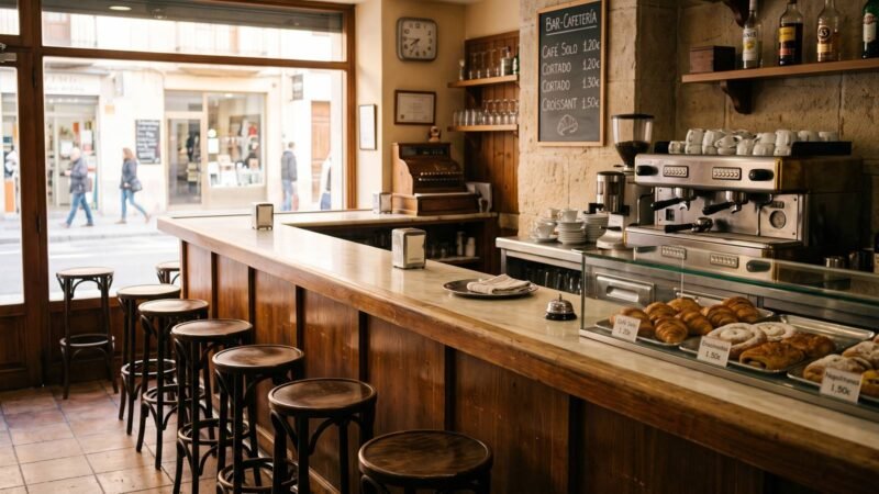 Cafetería en funcionamiento en zona de oficinas