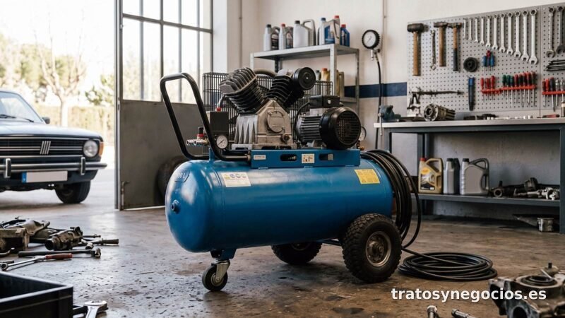 Compresor de aire de 100 litros con ruedas, 3 CV